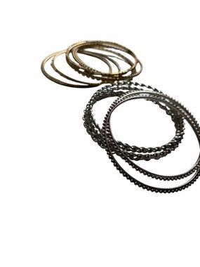 Stackable Silver and Gold Bangle Bracelet Set